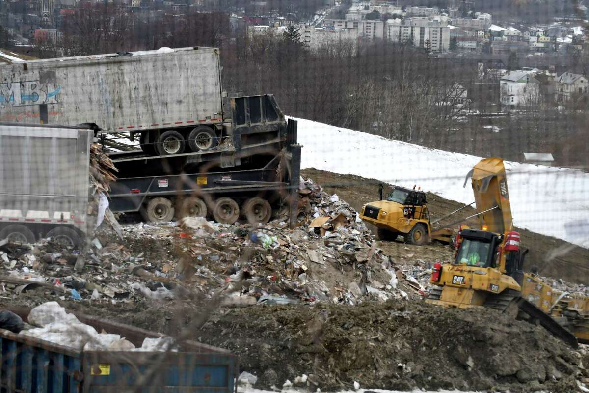 Work at the Dunn C&D Landfill on Wednesday, March 21, 2018, in Rensselaer, N.Y. (Will Waldron/Times Union)