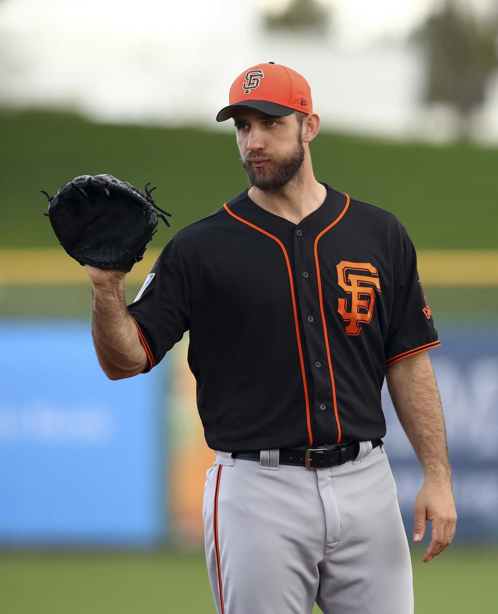 San Francisco Giants pitcher Madison Bumgarner is shown after taking batting  practice before a baseball game between the Giants and the San Diego Padres  in San Francisco, Tuesday, Sept. 8, 2009. Bumgarner