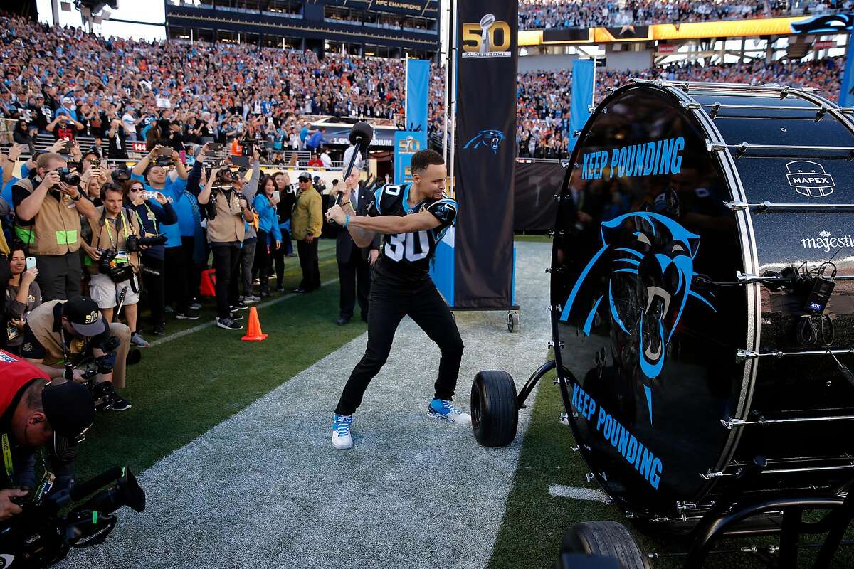 Super Bowl 50: Stephen Curry bangs Panthers drum (video) - Sports