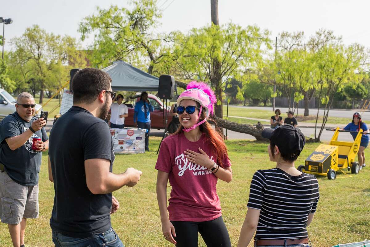 The 12th annual Dignowity Hill Pushcart Derby gave locals another raucous day of racing on Sunday, March 25, 2018, at Lockwood Park in San Antonio. The East Side event, somewhat like a downhill soapbox car race, hosted custom go-karts pushed by team members.