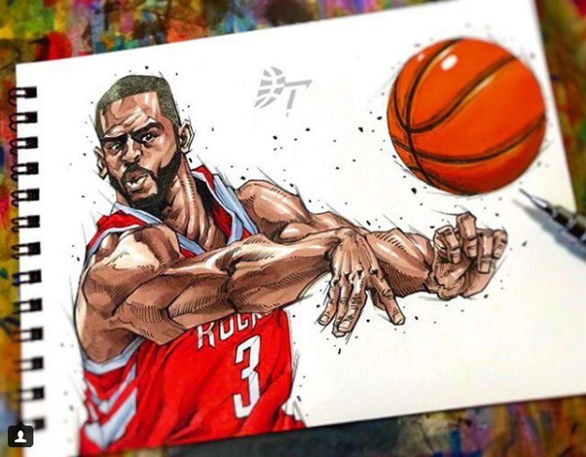 Check out these insane drawings of NBA players, image size:1920x1496