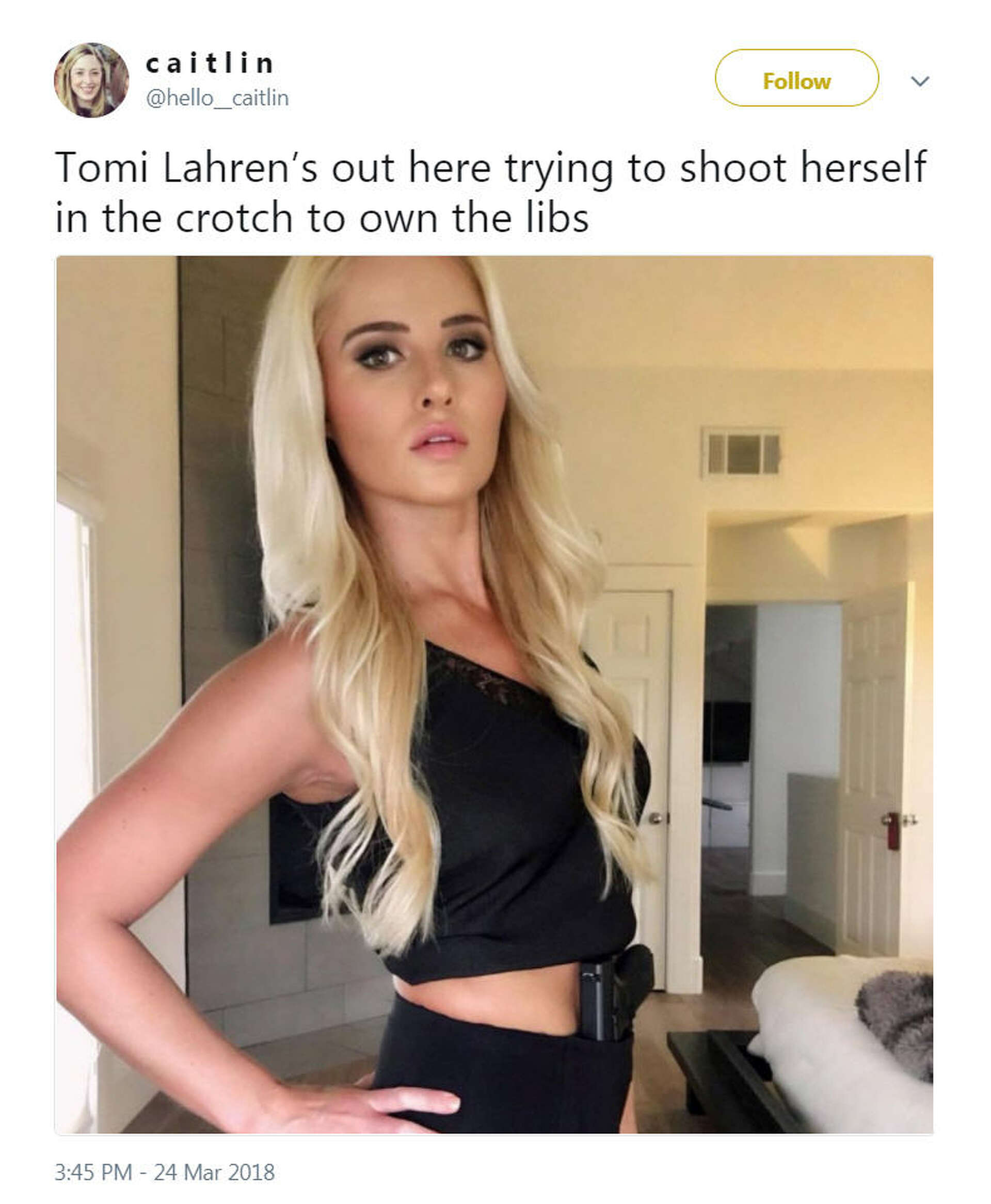 Tomi Lahren packs a gun in her yoga pants and social media vents