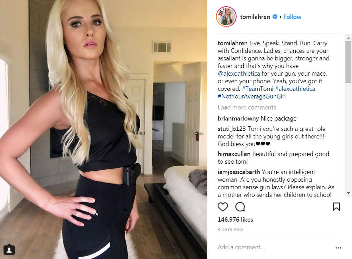 Tomi Lahren posed with yoga pants from Alexo, which were designed to carry ...