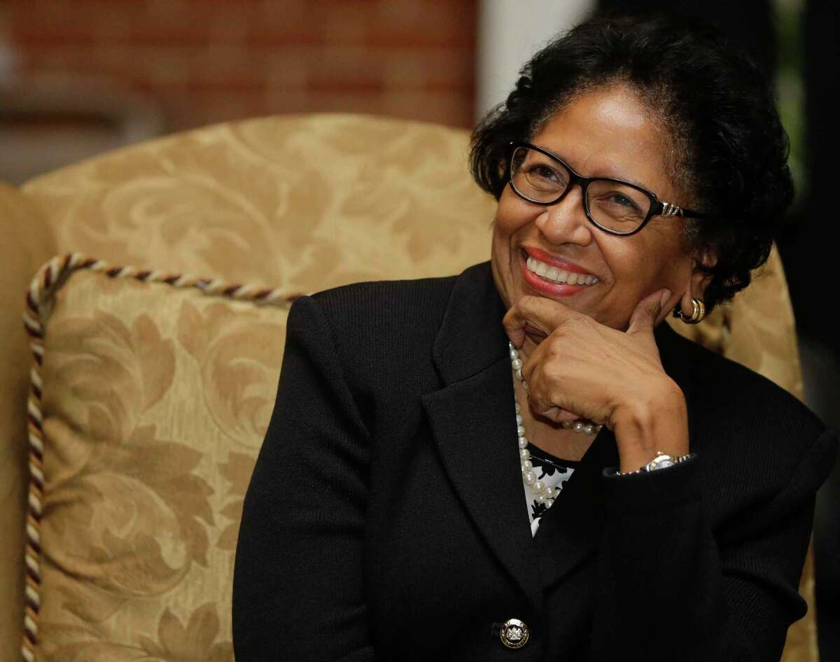 Ruth Simmons, president of Prairie View A&M University, watches the black history program at Phillis Wheatley High School, 4801 Providence in Houston, before her keynote speech in this Tuesday, Feb. 27, 2018, file photo. Simmons became the first black person to lead an Ivy League institution when she became president of Brown University in 2001. She is an alumni of Wheatley.