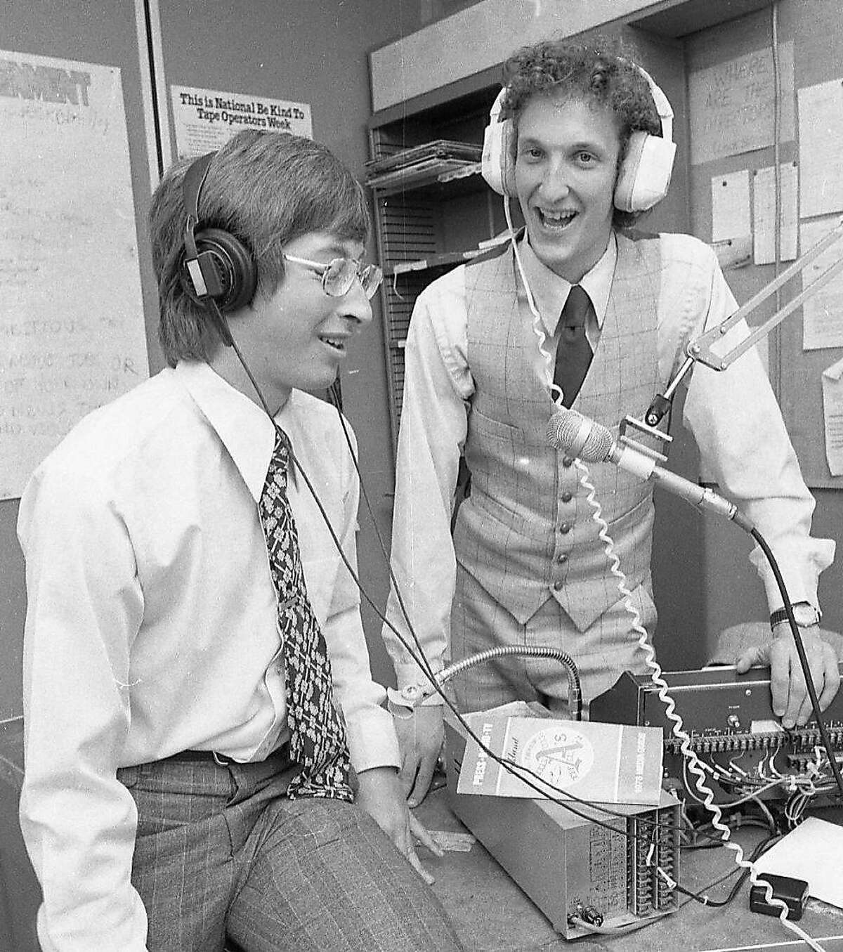 Larry Baer and Bob Kozberg do the Oakland A's broadcast for KAZL in 1978.