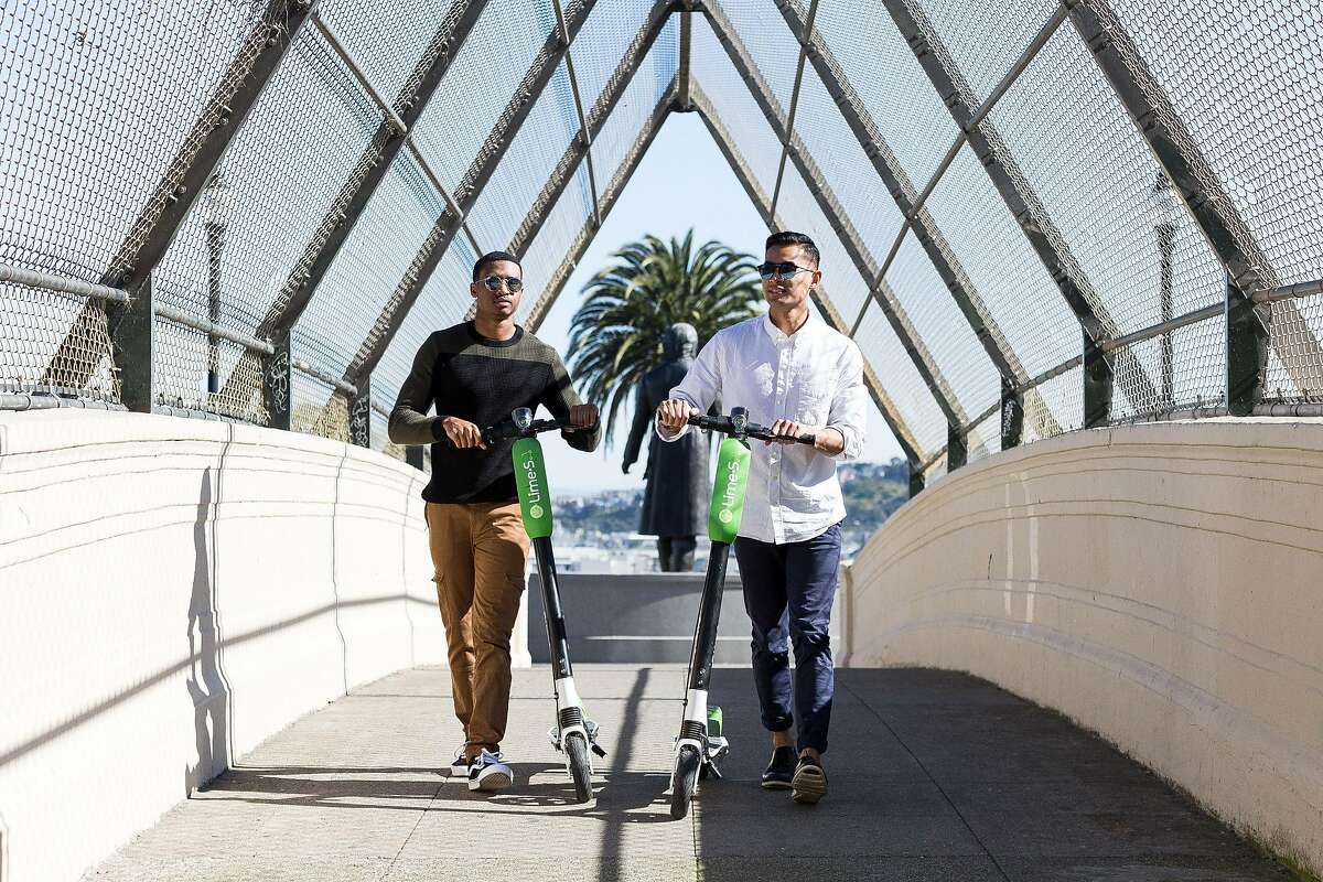 LimeBike debuted electric scooters at pop-up events in San Francisco over the weekend.