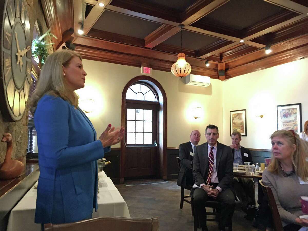 First Selectman Jayme Stevenson at a breakfast hosted by the Darien Chamber of Commerce at The Goose on March 27, 2018.