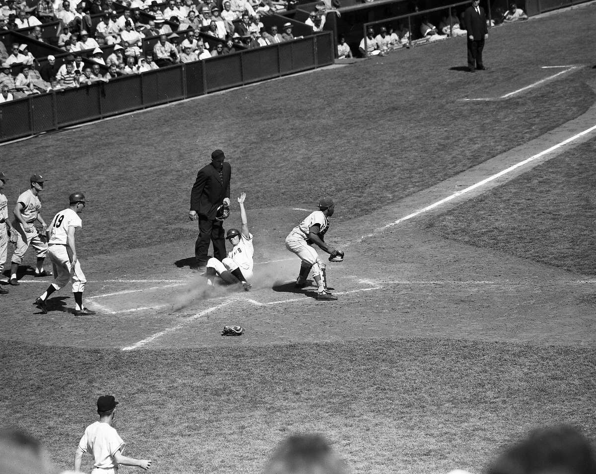 The Giants opening game against the Dodgers on April 15, 1958.