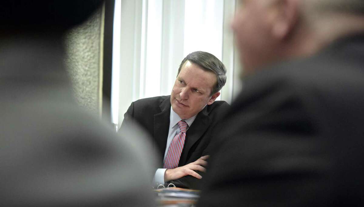 U.S. Senator Chris Murphy hosted an opioid crisis roundtable in Danbury on Wednesday afternoon. Murphy discussed the $3 billion in emergency overdose funding in the spending bill signed last week and a bipartisan bill he introduced to provide for more recovery coaches, such as those used at Danbury Hospital. March 28, 2019, in City Hall, Danbury, Conn.