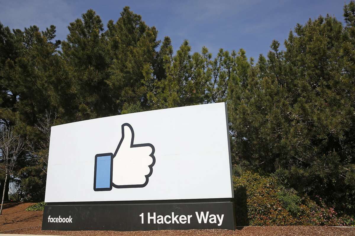 The famous Facebook sign in front of their headquarters at 1 Hacker way in Menlo Park.