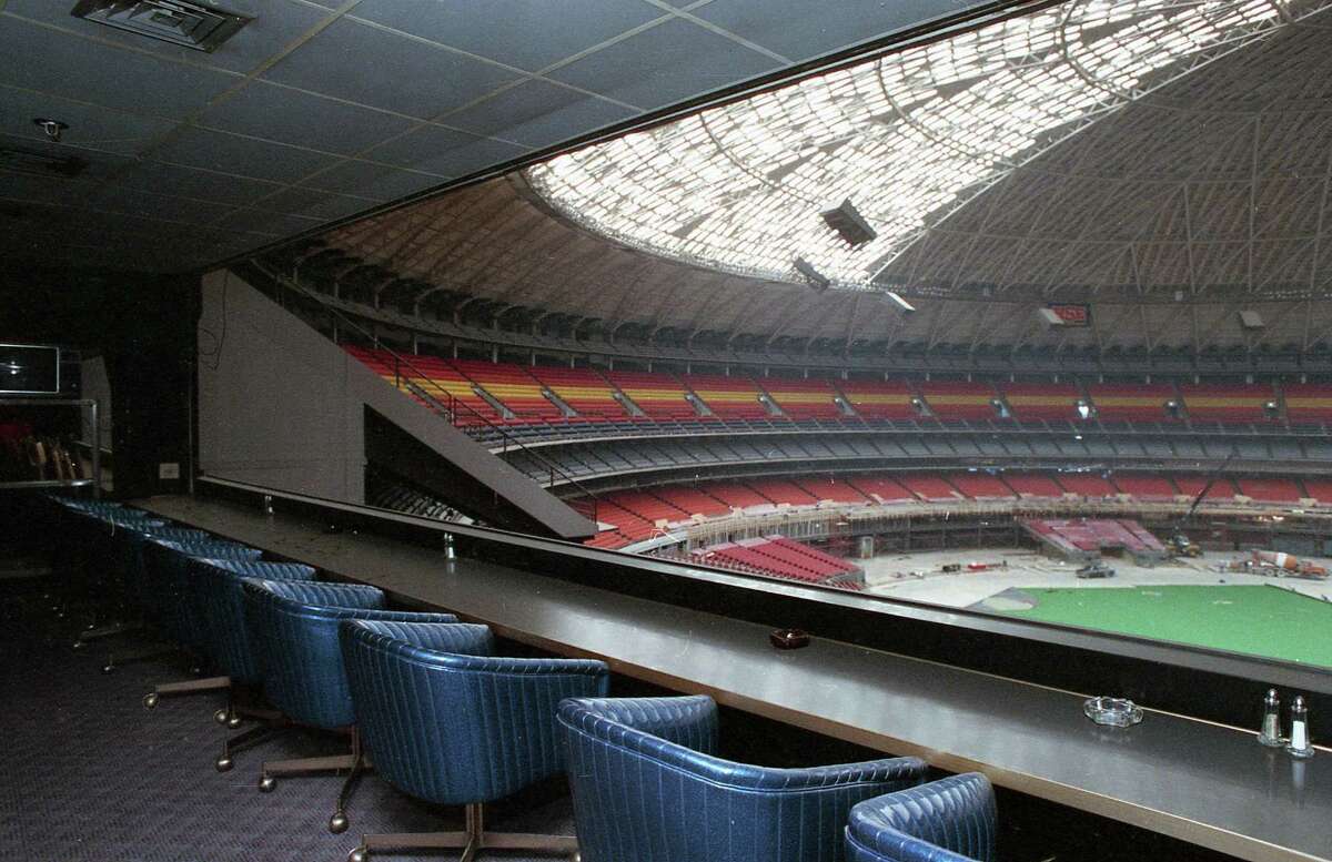 Roy Hofheinz's residential suite inside the Astrodome, March 20, 1988. The suite and adjacent scoreboard were set to be dismantled to make way for more seats inside the stadium.