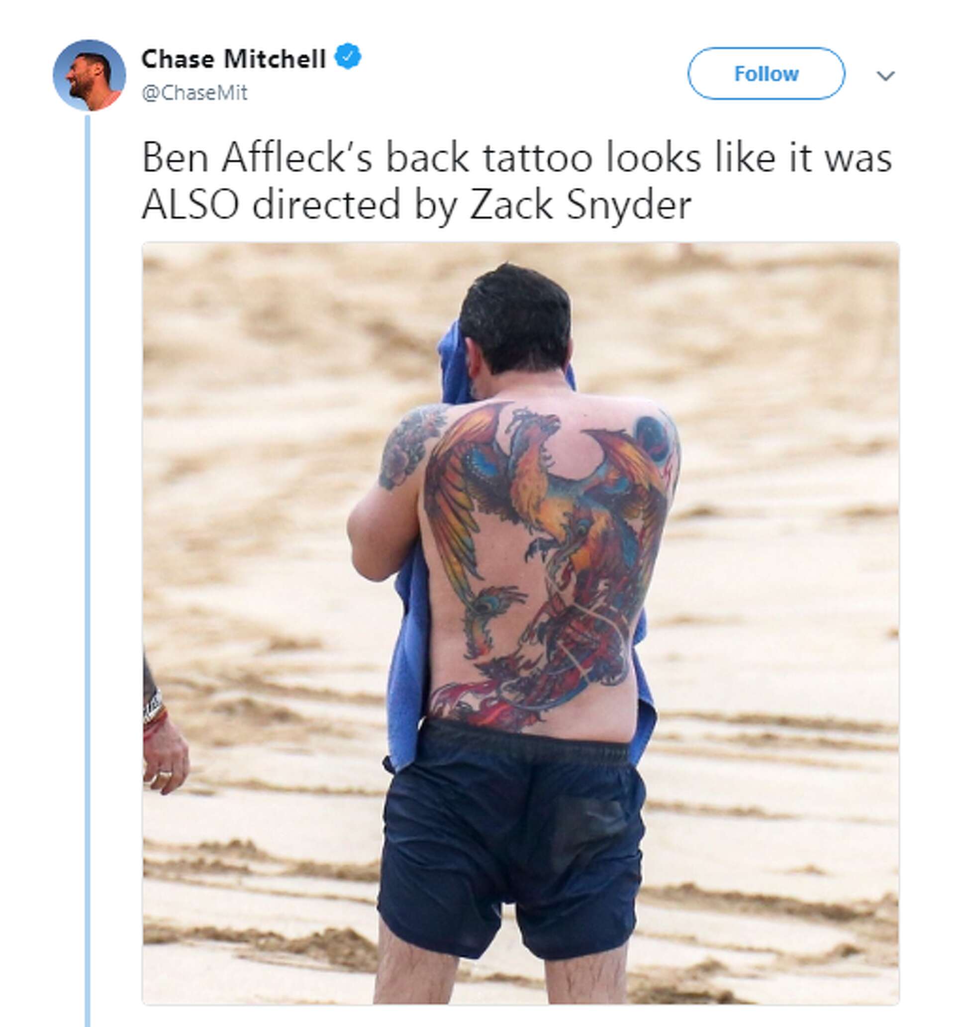 Ben Affleck's Phoenix Back Tattoo Sparks Internet Buzz