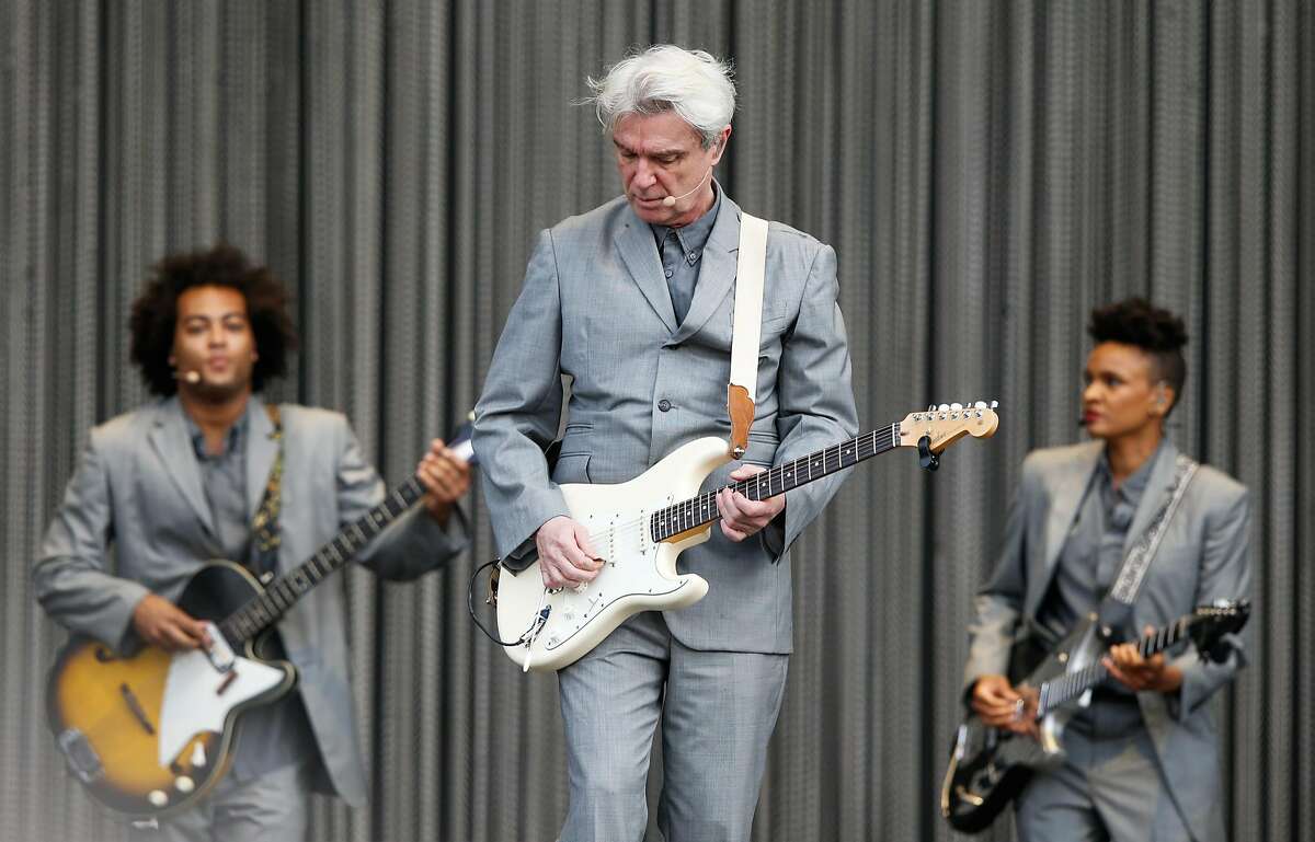 David Byrne performs during Lollapaloosa Sao Paulo 2018 at the Interlagos racetrack on March 24, 2018 in Sao Paulo, Brazil. (