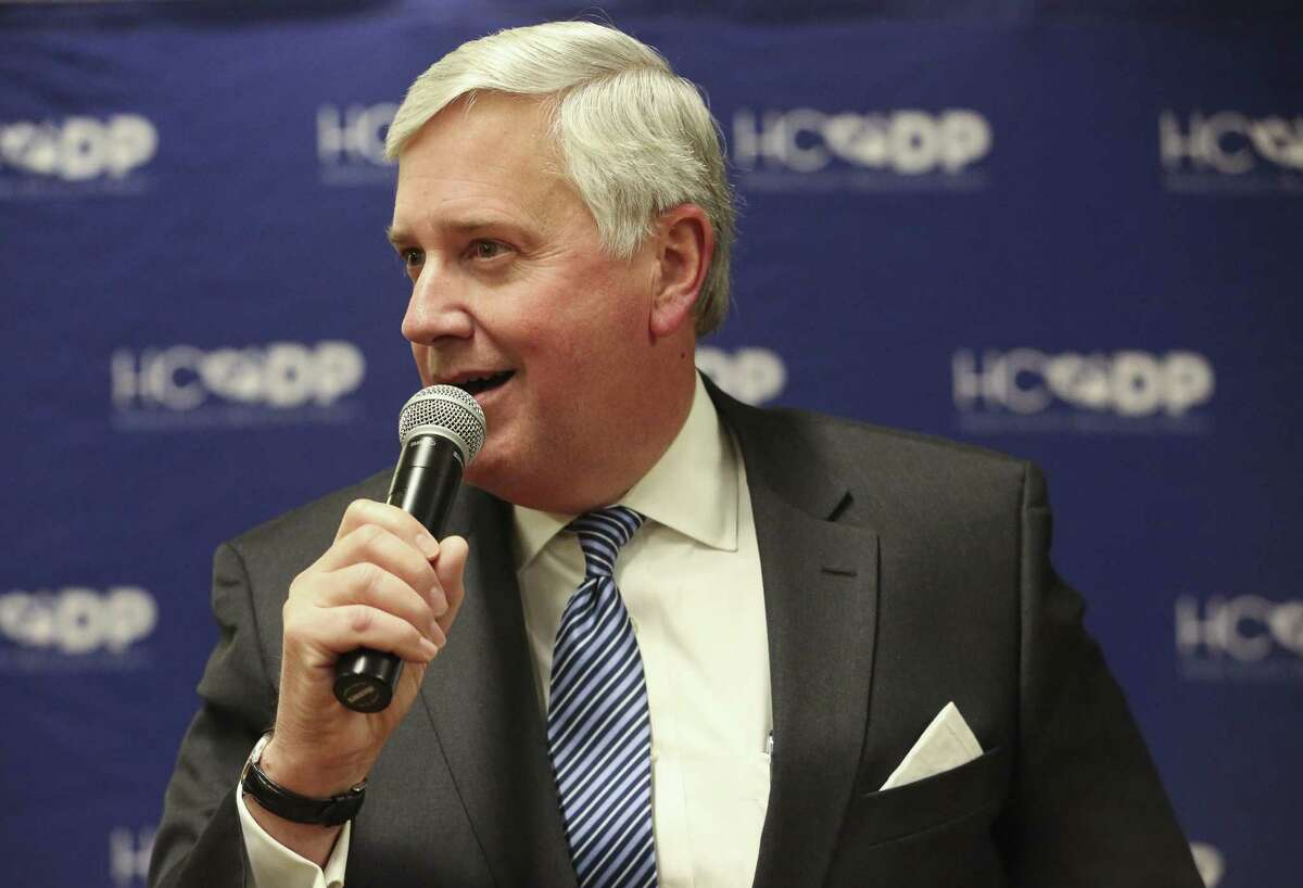 Mike Collier, the Democrat Party’s lieutenant governor candidate for 2018, introduces himself to the crowd at a Democratic forum at Deluxe Theatre on Wednesday, Jan. 24 in Houston. There is a path for him staging an upset over incumbent Dan Patrick.