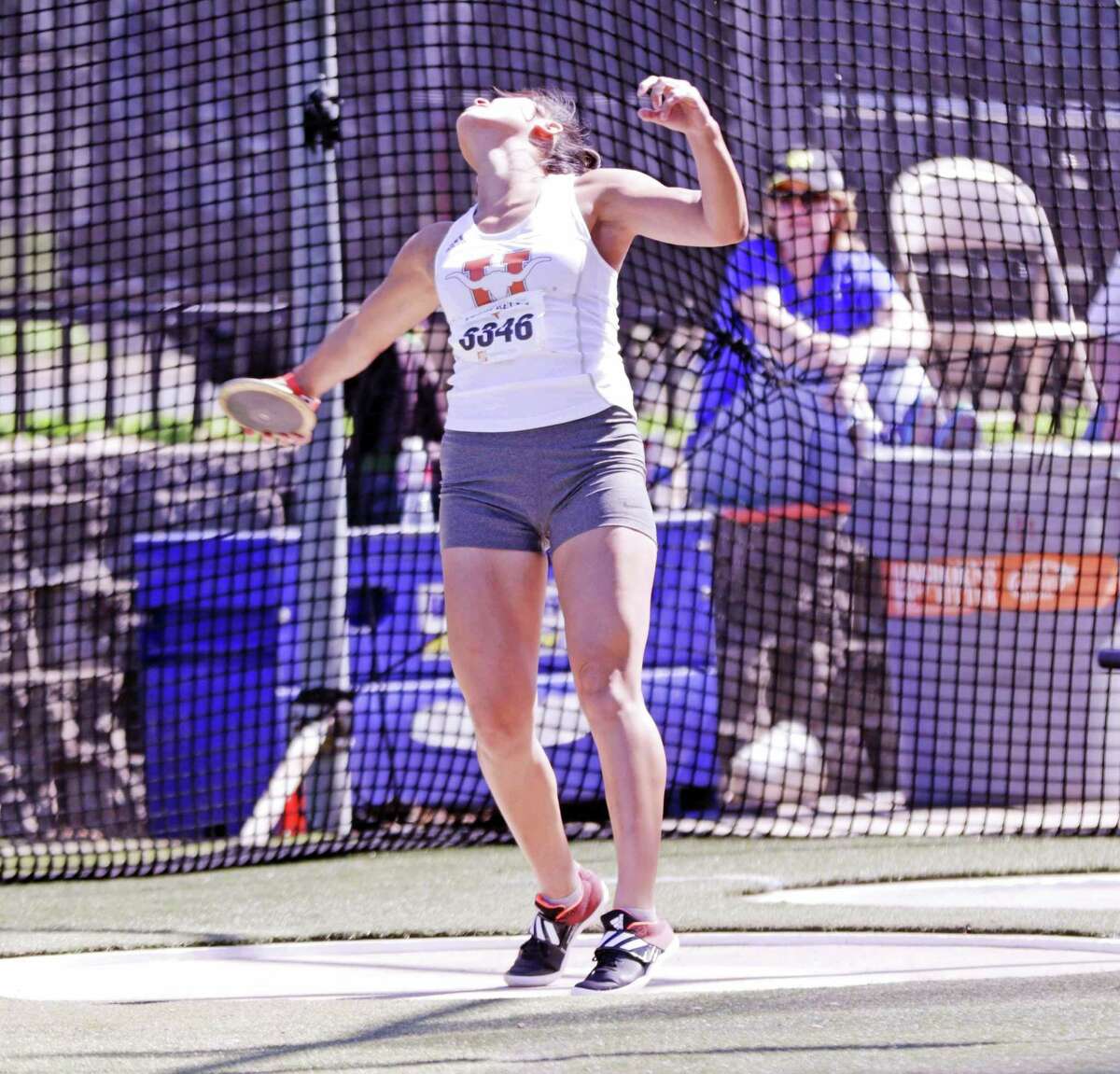 Sadey Rodriguez of United took second place in the discus event on the opening day of the Texas Relays meet on Friday.