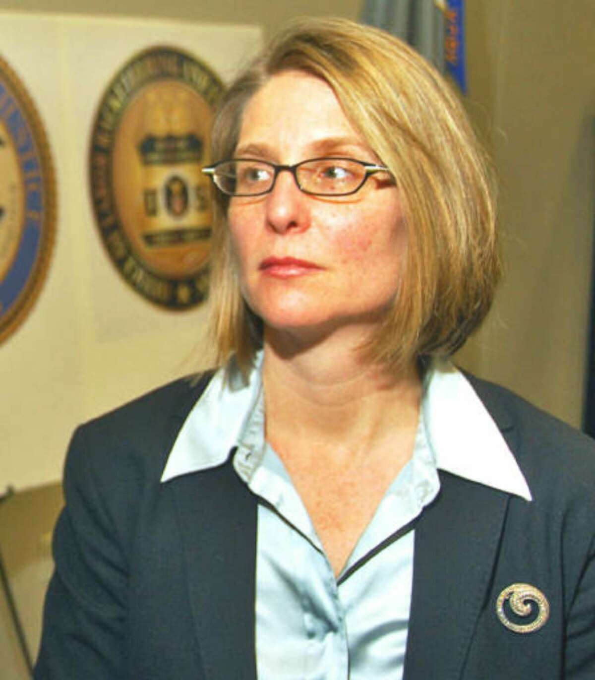 Assistant U.S. attorney Elizabeth Coombe at a news conference on the indictment of Joseph L Bruno at the U.S. Courthouse on Jan. 23, 2009. (John Carl D'Annibale / Times Union)