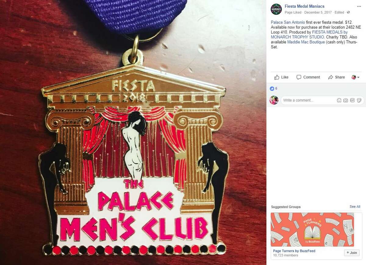 Fiesta Medal Maniacs: Palace San Antonio first ever fiesta medal. $12. Available now for purchase at their location 2482 NE Loop 410. Produced by FIESTA MEDALS by MONARCH TROPHY STUDIO. Charity TBD. Also available Maddie Mac Boutique (cash only) Thurs-Sat.