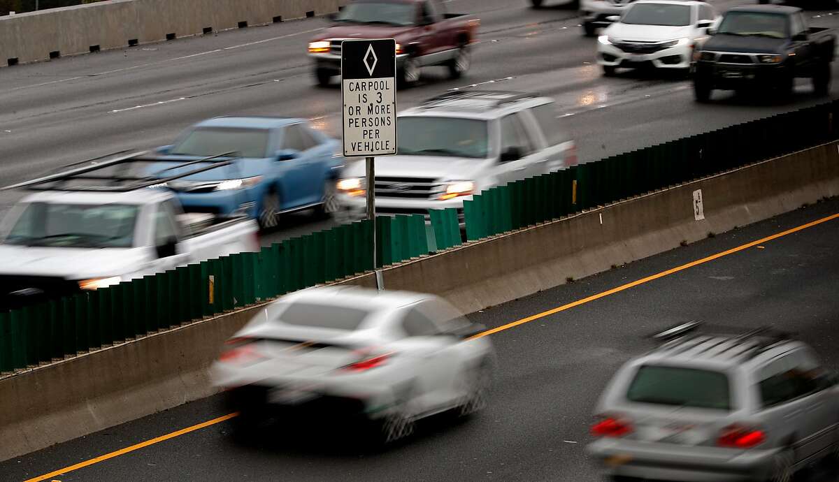 Traffic in the car pool lanes along the interstate 80 freeway in Berkeley, Calif., on Tues. March 20, 2018.