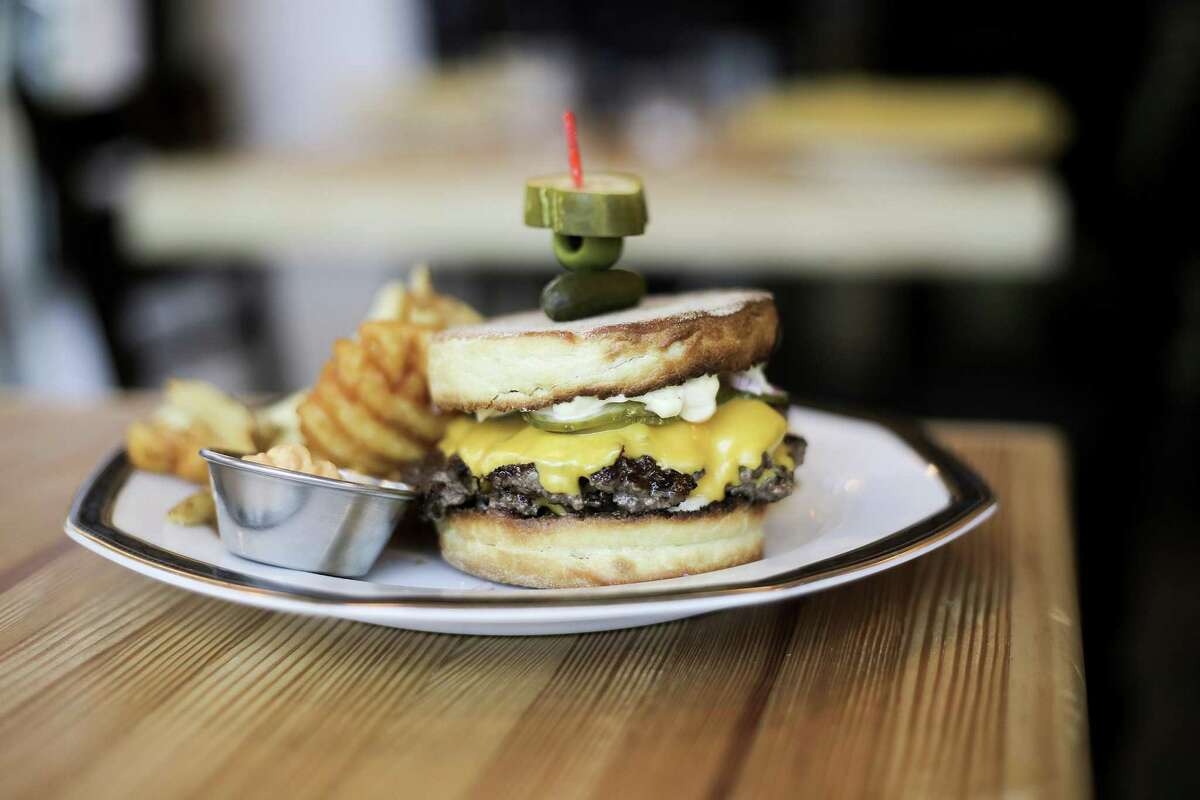 The burger at Nancy's Hustle, which made Texas Monthly's Best New Restaurants list. 