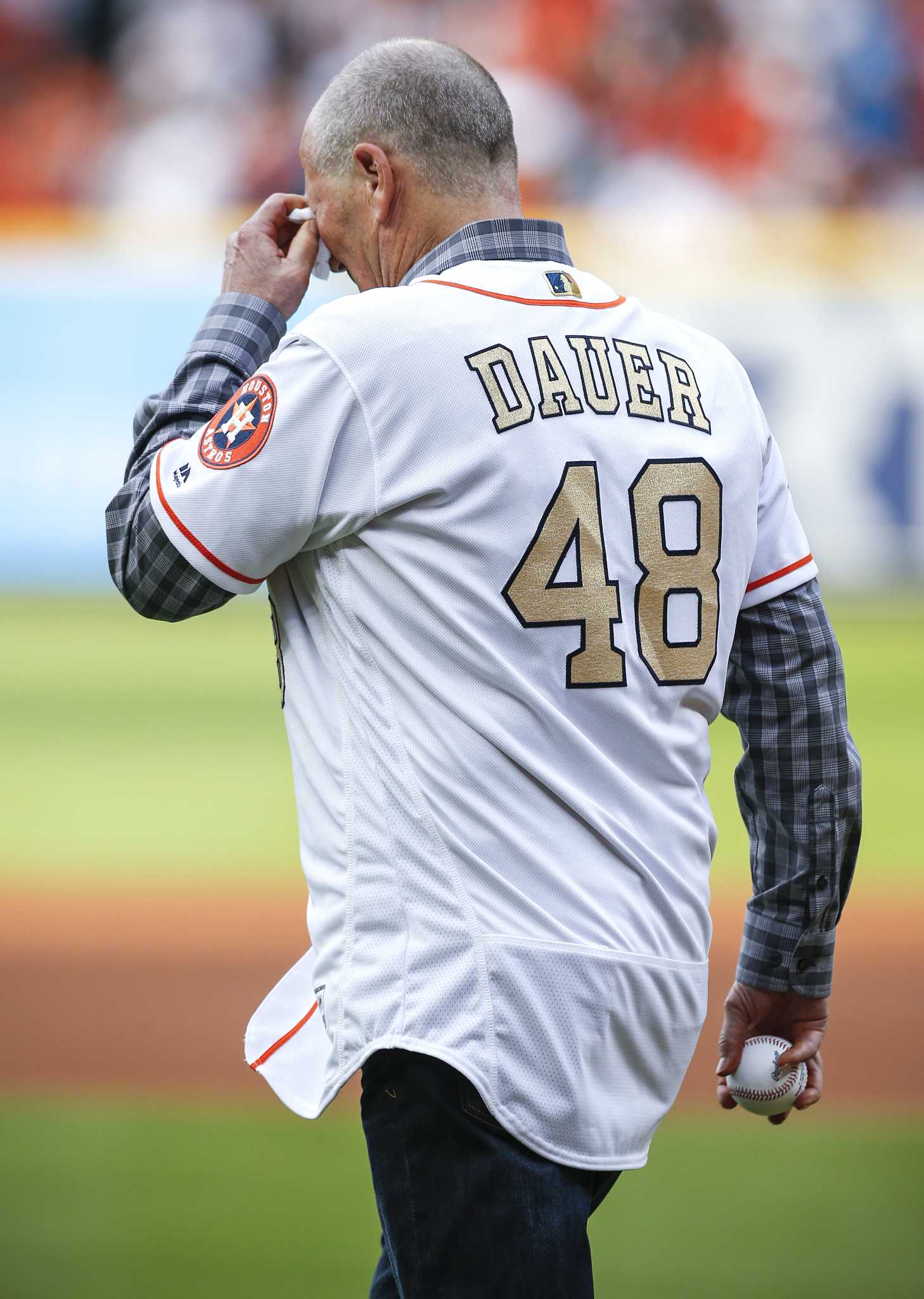 August 1, 2017: Houston Astros first base coach Rich Dauer (48) during a  Major League Baseball game between the Houston Astros and the Tampa Bay  Rays at Minute Maid Park in Houston