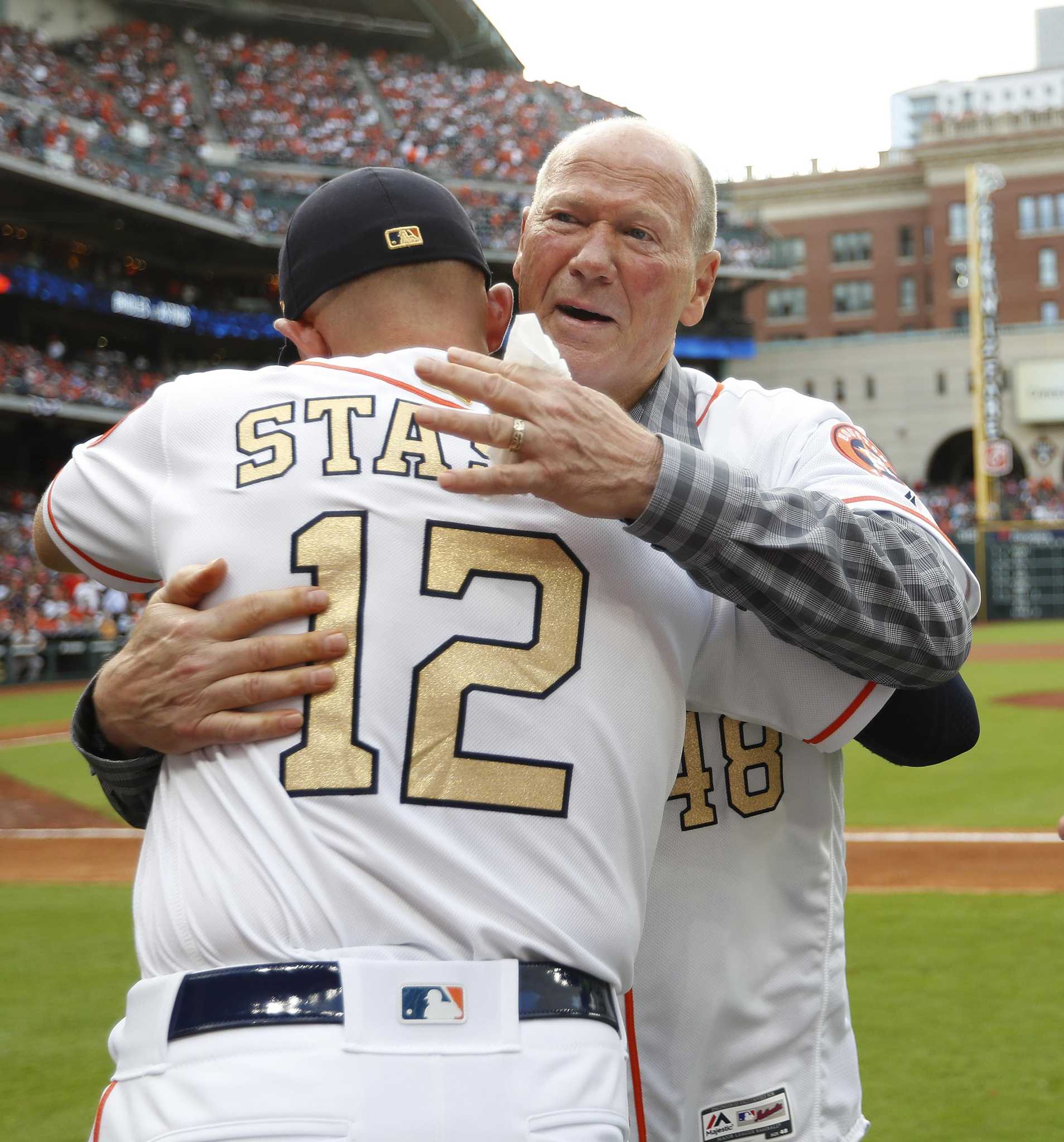 August 1, 2017: Houston Astros first base coach Rich Dauer (48) during a  Major League Baseball game between the Houston Astros and the Tampa Bay  Rays at Minute Maid Park in Houston