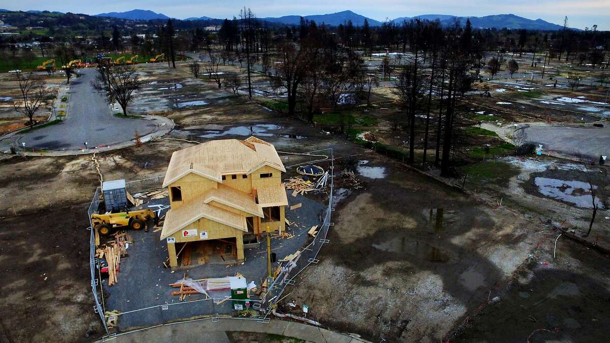 A new home is being built at the end of Astaire Court in the Coffey Park neighborhood, Sunday, March 18, 2018, in Santa Rosa, Calif. The neighborhood was devastated by the Tubbs Fire.