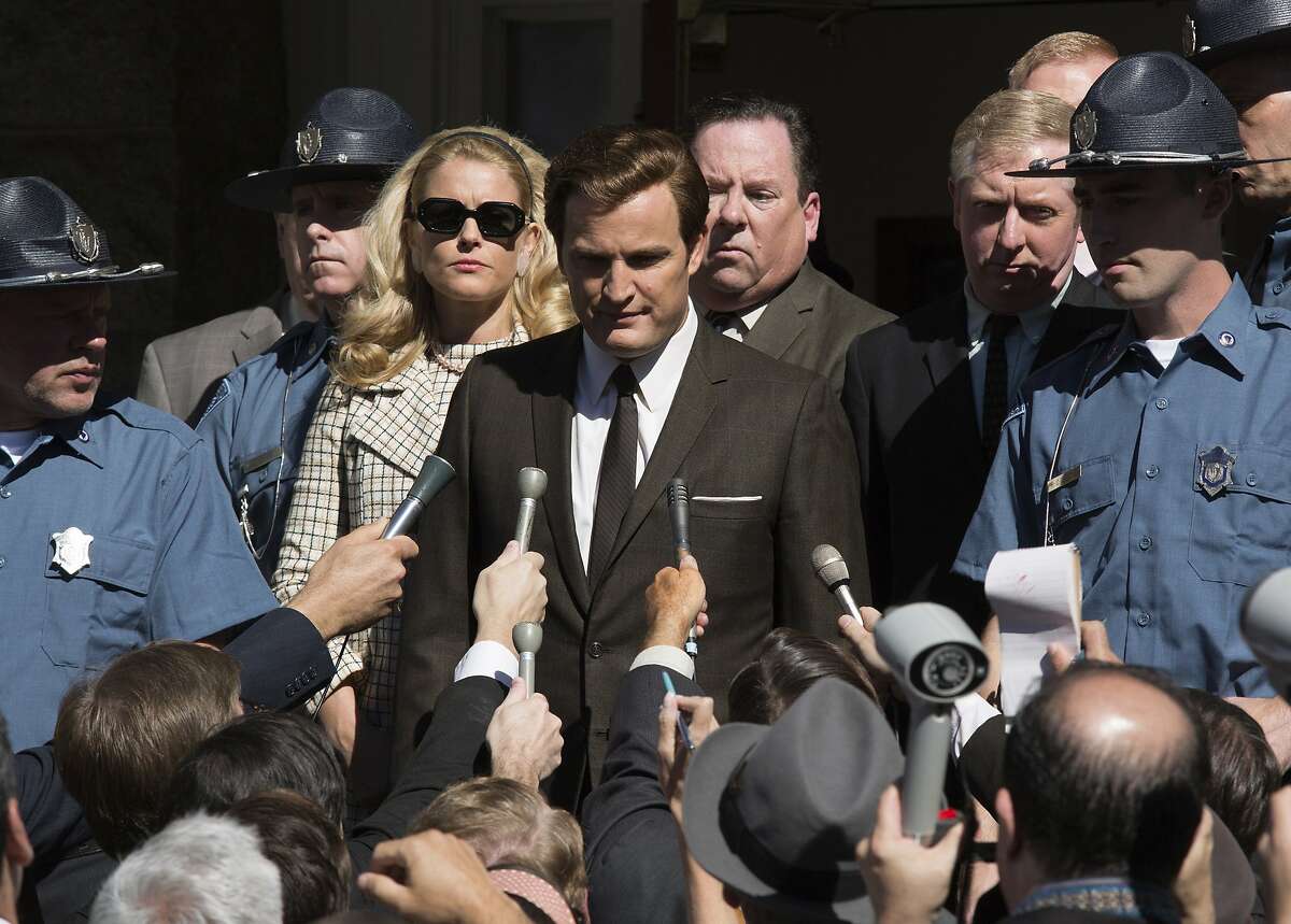 This image released by Entertainment Studios shows Jason Clarke as Ted Kennedy, center, and Andria Blackman stars as Joan Kennedy in a scene from "Chappaquiddick." (Claire Folger/Entertainment Studios via AP)