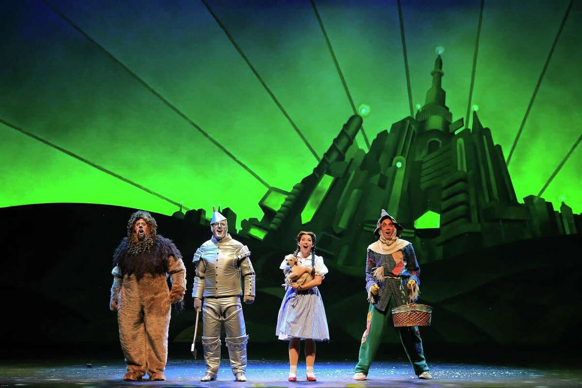 A national tour of “The Wizard of Oz” includes performances at the Bushnell in Hartford. Above, Tin Man (Christopher Russell), Dorothy (Kalie Kaimann), Lion (Victor Legarreta) and Scarecrow (Chris Duir) make their way through a frightening scene.