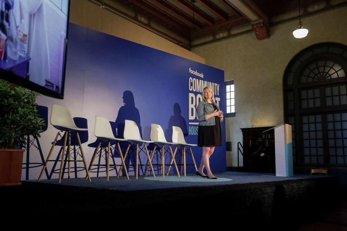 Katherine Shappley, who leads Facebook’s small and medium business group for North America, speaks during an event at the Julia Ideson Building Tuesday, April 3, 2018, in Houston. ( Jon Shapley / Houston Chronicle )