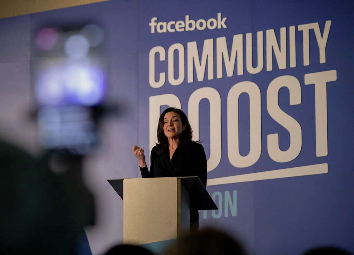 Sheryl Sandberg, chief operating officer of Facebook, speaks about the impact of small business during an event at the Julia Ideson Building Tuesday, April 3, 2018, in Houston. ( Jon Shapley / Houston Chronicle )