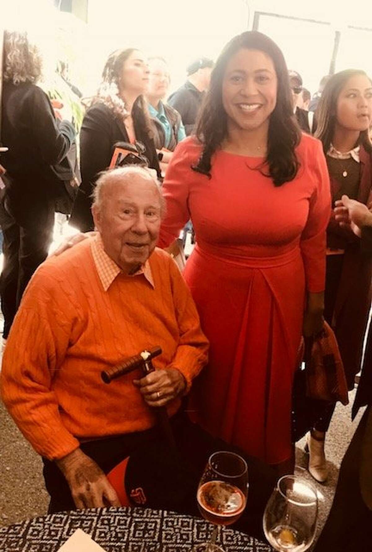 George Shultz and London Breed on Giants Opening Day