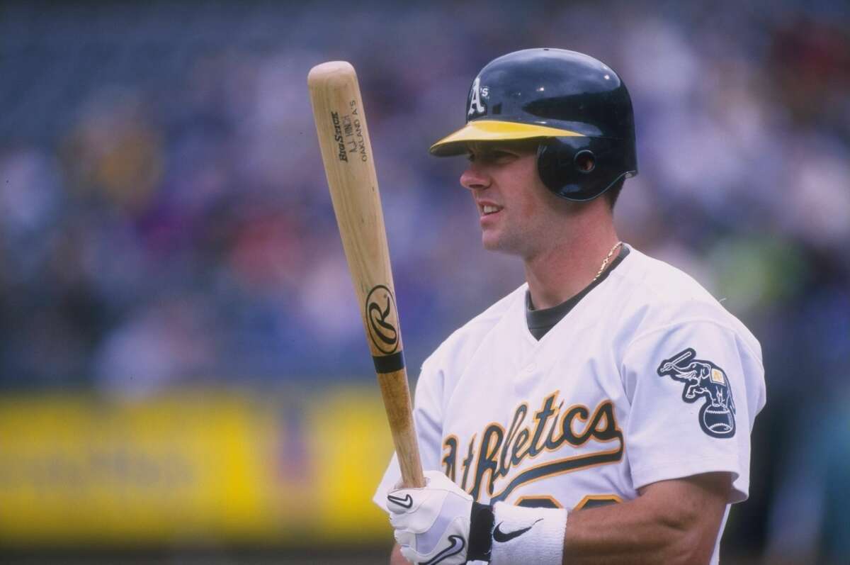7 May 1998: Catcher A. J. Hinch of the Oakland Athletics in action during a game against the Detroit Tigers at the Oakland Coliseum in Oakland, California. The Tigers defeated the Athletics 6-3. Otto Greule Jr. /Allsport
