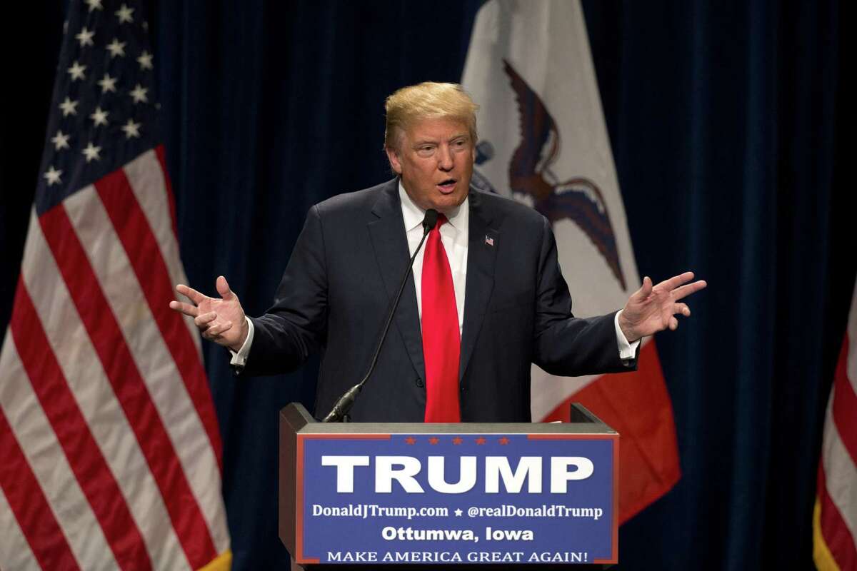Republican presidential candidate Donald Trump speaks at a rally, Saturday, Jan. 9, 2016, in Ottumwa, Iowa. (AP Photo/Jae C. Hong)