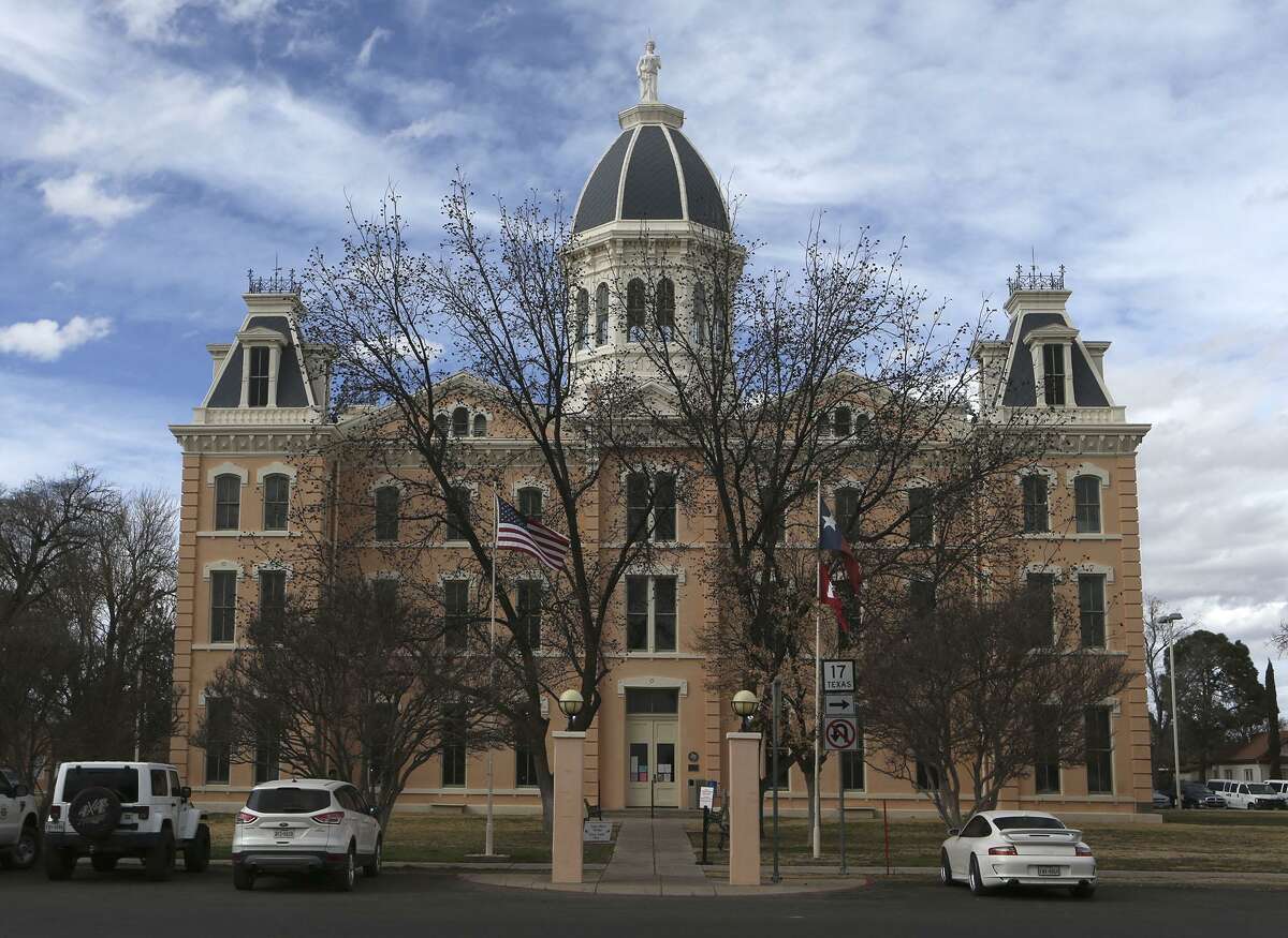 A landmark in Marfa, the old Presidio County Courthouse housed Rick Thompson’s tax assessor’s office. He wore two hats, as the sheriff and tax assessor. Thompson is being released this month after serving 26 years in prison for cocaine smuggling.