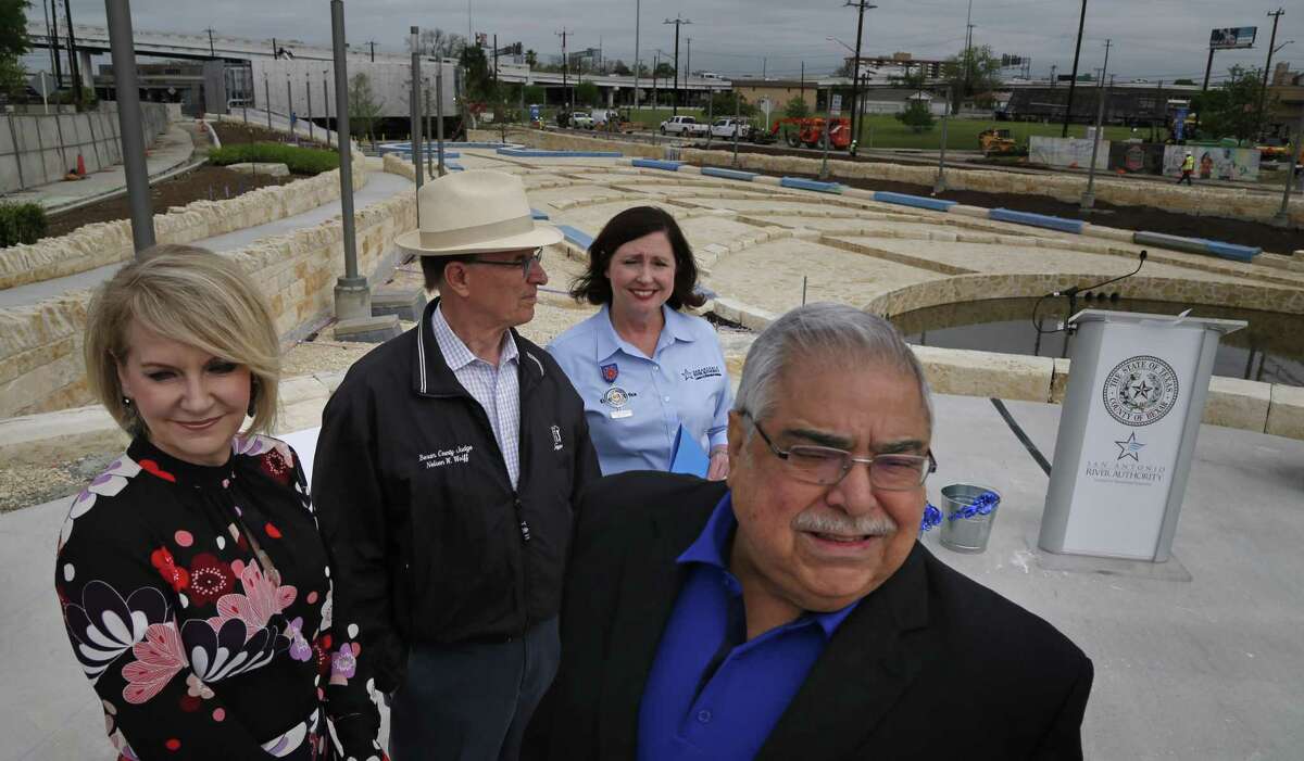 County Judge Nelson Wolff and Commissioner Paul Elizondo — seen at a function with Trish DeBerry (left) and Suzanne Scott —