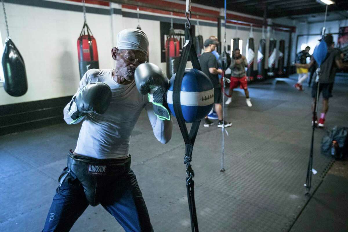 Jack "Juice" Lucious, who is training to fight at age 62, works out at Savarese Fight Fit & Main Boxing on Friday, March 30, 2018, in Houston.