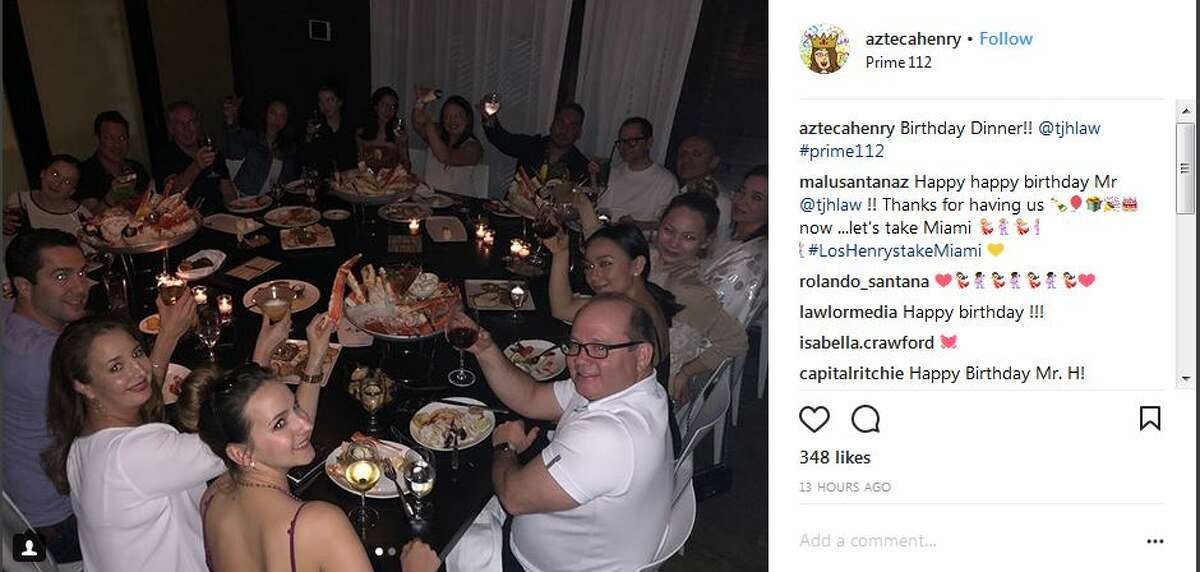 2. Henry celebrated his birthday with friends and family in Miami, according to his wife's Instagram account. "Birthday dinner!!" said Azteca Henry in a photo she shared on Instagram.
