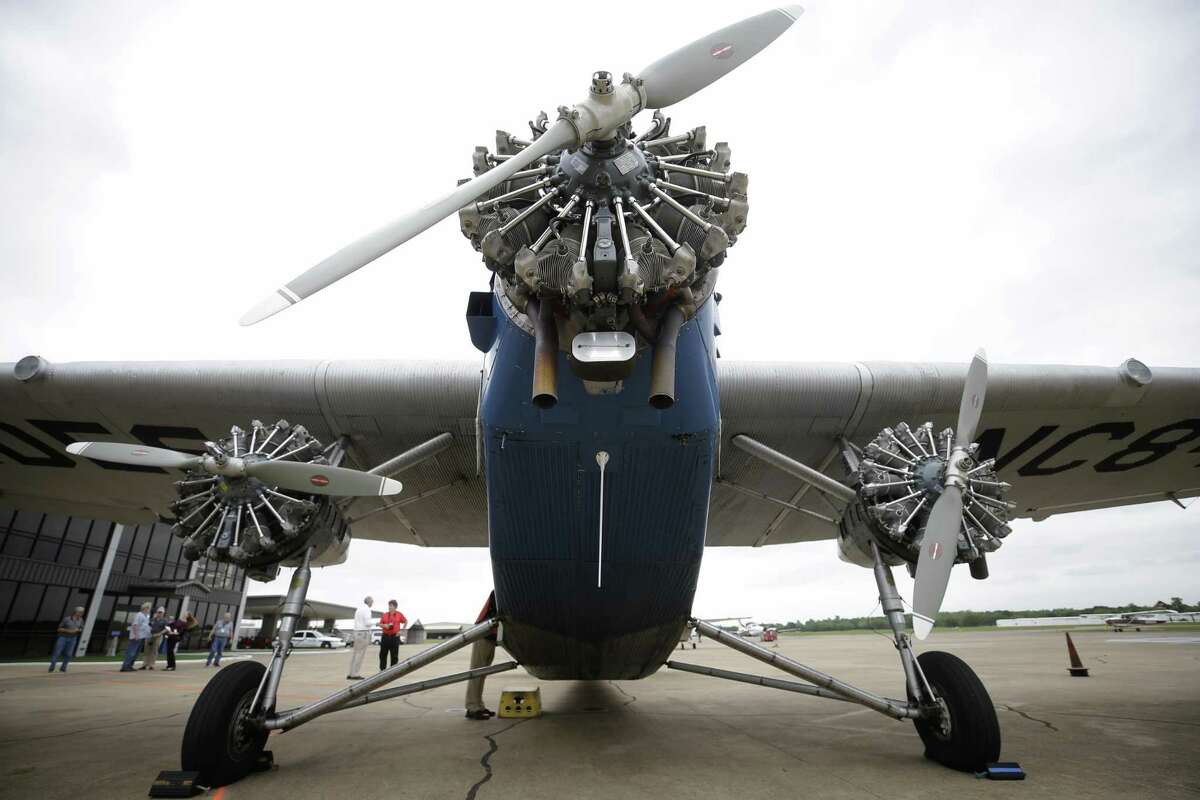 The Experimental Aircraft Association's 1929 Ford Tri-Motor is shown at the West Houston Airport Thursday, April 5, 2018, in Houston. The EAA is selling tickets to the public for short flights at West Houston Airport from Thursday through Sunday. From 1926 through 1933, Ford Motor Company built 199 Tri-Motors. The EAAs model 4-AT-E was the 146th off Ford’s innovative assembly line and first flew on August 21, 1929. It was sold to Pitcairn Aviation’s passenger division, Eastern Air Transport, whose paint scheme is replicated on EAA’s Tri-Motor. ( Melissa Phillip / Houston Chronicle )