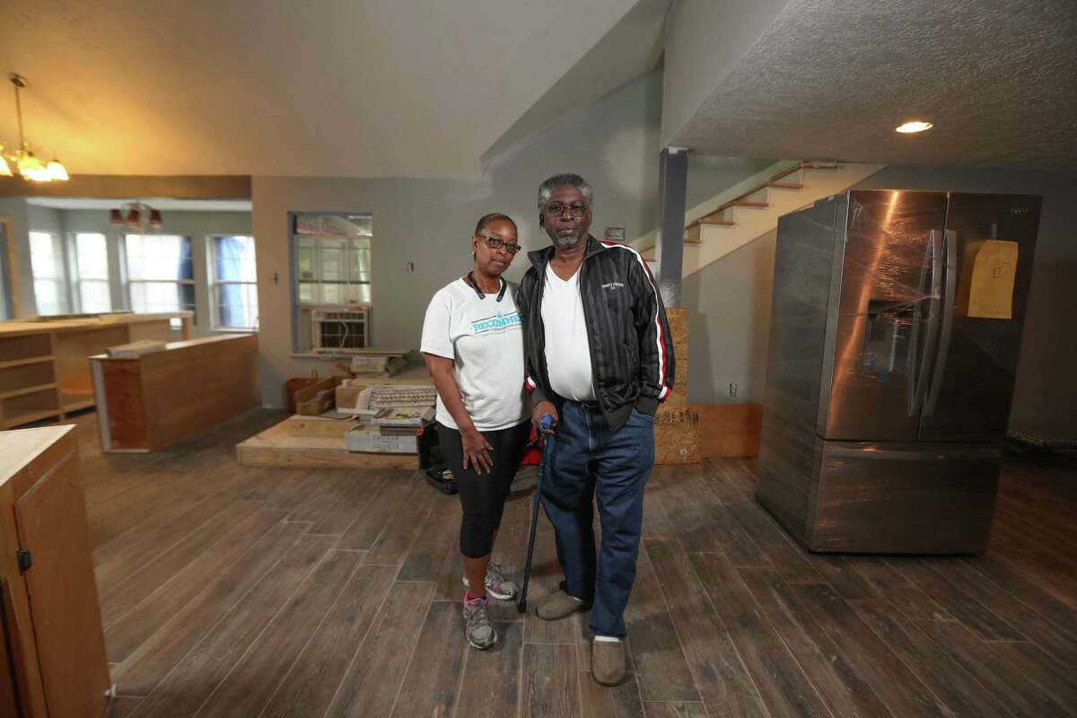 Tyrone and Carolyn Brown are rebuilding their home near C.E. King High School, Thursday, April 5, 2018, in Houston, after Hurricane Harvey destroyed it. Tyrone is being treated for cancer and they are now relying on tens of thousands of dollars in low-interest loans to repair their home. ( Steve Gonzales / Houston Chronicle )
