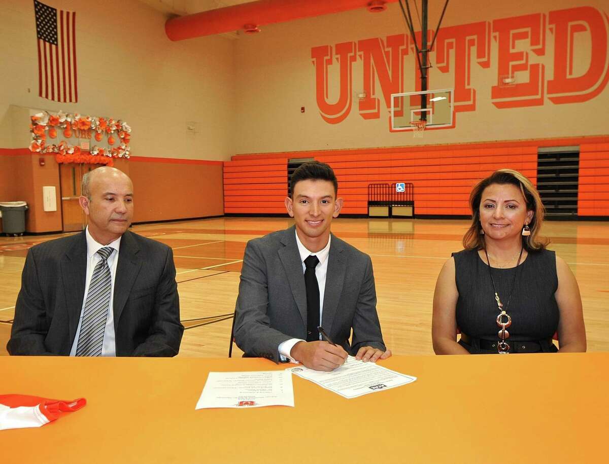 Accompanied by his parents Mario and Ilda Martinez, Adrian Martinez signed his National Letter of Intent on Friday to attend McPherson College for baseball next year.