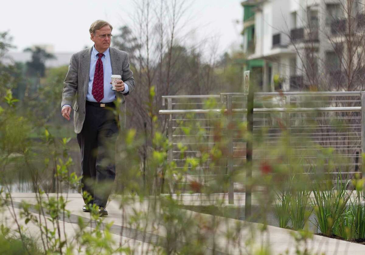 Robert Heineman, vice president of planning for The Woodlands Development Company, walks through a newly competed section of The Woodlands Waterway, an 18-year project combining commercial and residential centers with a 1.8 mile transit and pedestrian corridor through The Woodlands Town Center, Thursday, March 8, 2018, in The Woodlands.