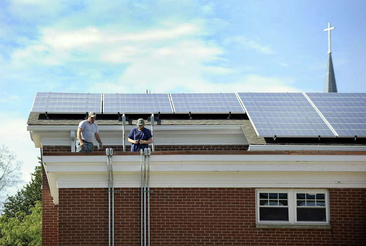 St. Joseph Church in Brookfield installed 475 solar panels on its school over the summer. The panels will power the church, rectory and parish center and go live on Thursday, Oct. 5, 2017.
