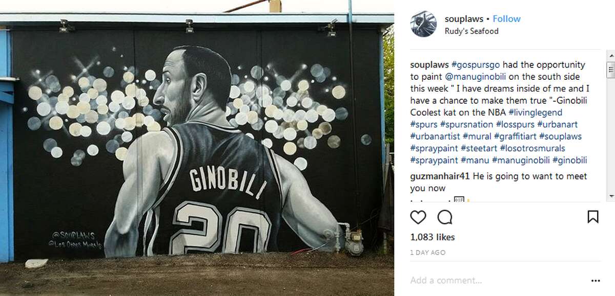 souplaws: "#gospursgo had the opportunity to paint @manuginobili on the south side this week " I have dreams inside of me and I have a chance to make them true "-Ginobili Coolest kat on the NBA #livinglegend"