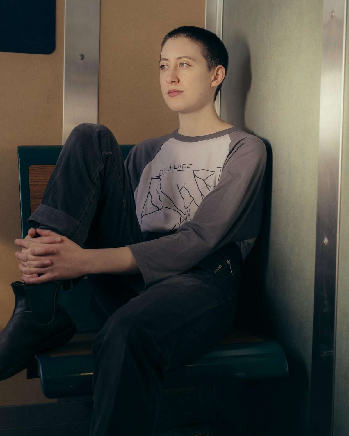Greta Kline of Frankie Cosmos on the Staten Island Ferry in New York, March 19, 2018. Kline has been cutting a path for fiercely independent singer-songwriters for almost a decade, and her band�s new album, �Vessel,� has gotten a heavier promotional push than usual. (Caroline Tompkins/The New York Times)