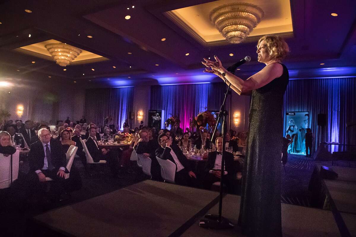 Carey Perloff on stage during the ACT gala honoring her who is retiring after 25 years as artistic director on Saturday, April 7, 2018 in San Francisco, CA.