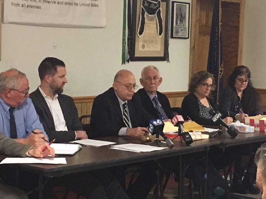 Ballston Spa Board of Trustees gave a hour-long talk before resident could speak at the public hearing on Monday night at the VFW. Residents are facing a hefty tax increase.