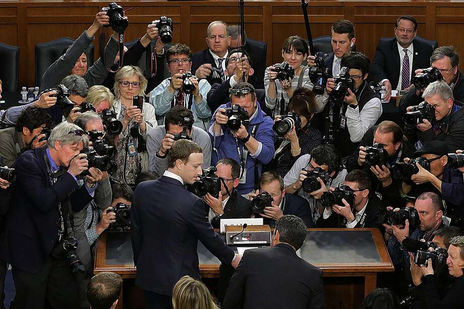 Facebook CEO Mark Zuckerberg arrives amid a media swarm to testify before congressional committees. Photo: Chip Somodevilla / Getty Images