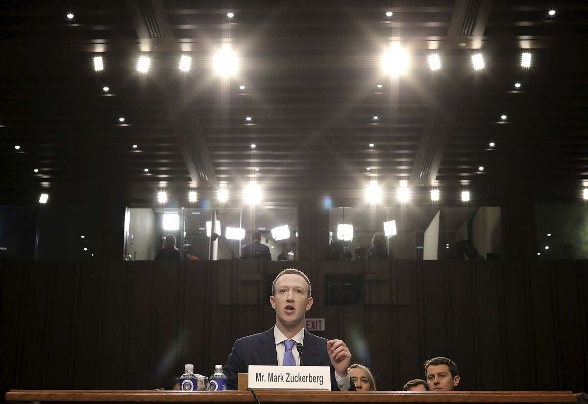 Facebook CEO Mark Zuckerberg testifies before a combined Senate Judiciary and Commerce committee hearing.