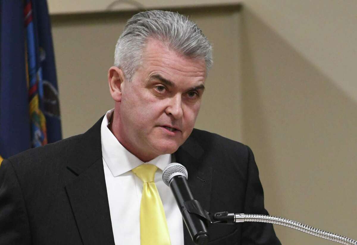 Rensselaer County Executive Steven McLaughlin as seen in the Rensselaer County Legislature chambers in March 2018. McLaughlin lambasted fellow Republican and North Greenbush town supervisor Louis Desso on Twitter in a series of tweets from Nov. 8 to Nov. 10, 2018, calling Desso "a hypocrite, con man, and liar." (Lori Van Buren/Times Union)