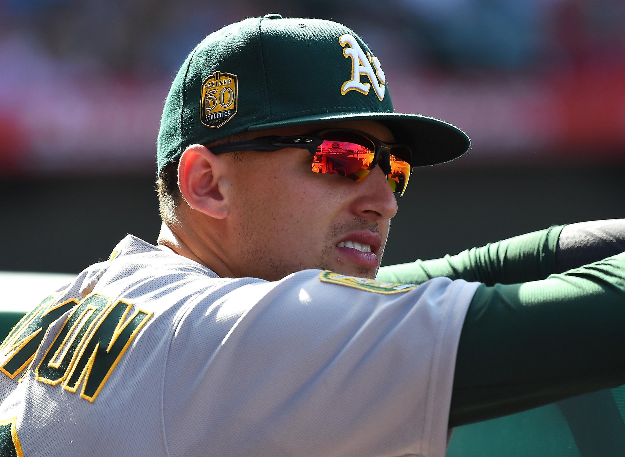 Klay's brother Trayce Thompson makes A's debut